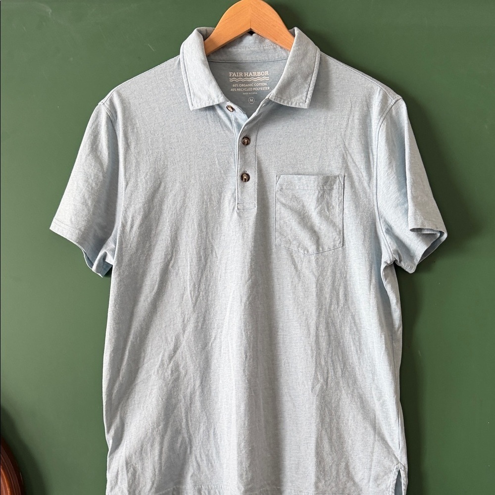 Fair Harbor Kismet Mens M Short Sleeve Polo Organic Cotton Beach Coastal Summer